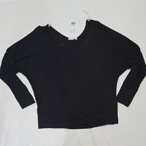3/$15 Faith 21 - Women's Black Long Split Dolman Sleeve Top Plus Size 2X